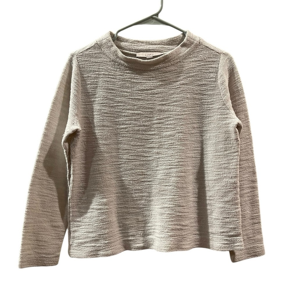 Loft Ann Taylor Women’s Sweater Cream Round Neck Long Sleeve Petite Small